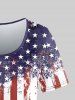Plus Size American Flag Printed Short Sleeves Patriotic Tee -  
