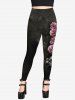 Gothic Rose Skull Print Valentines Leggings -  