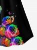 Plus Size Colorful Rose Butterfly Print Cami Top (Adjustable Straps) -  