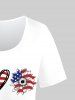 T-shirt Patriotique à Tournesol Imprimé Grande Taille - Blanc 5x | US 30-32
