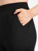 Pantalon Capri Panneau en Dentelle Zippé de Grande Taille avec Poches - Noir 4X | US 26-28