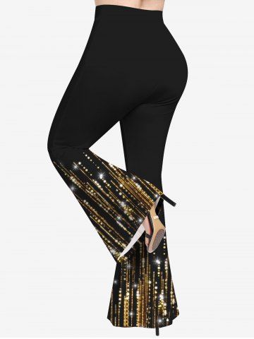 Plus Size 3D Sparkles Light Beam Printed Pull On Flare Pants