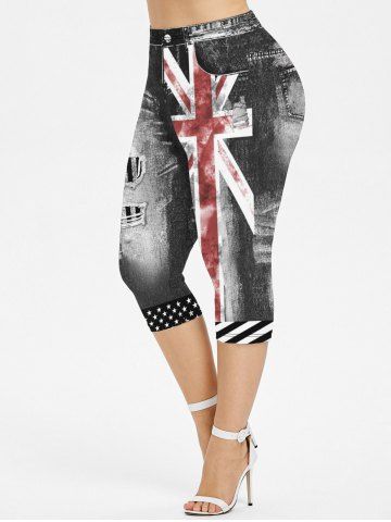 Jeggings Talla Extra Estampado Bandera Americana 3D - BLACK - L | US 12