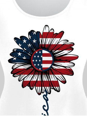 Plus Size Patriotic Sunflower Letters Printed Short Sleeves Tee