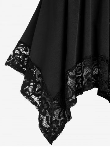 Plus Size Lace Panel Heart-ring Buckles Handkerchiefs Tank Top