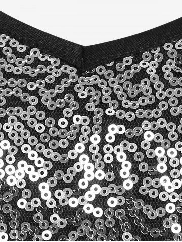 Plus Size Sequins Short Sleeves 2 in 1 Tee