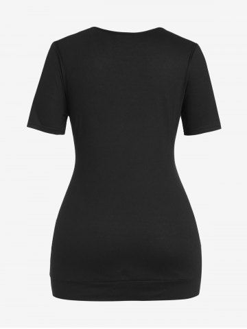 Plus Size Sequins Short Sleeves 2 in 1 Tee