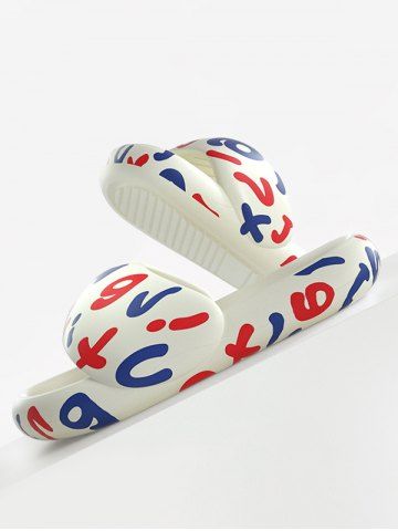 Letter Pattern Cloud Slippers - WHITE - EU (40-41)