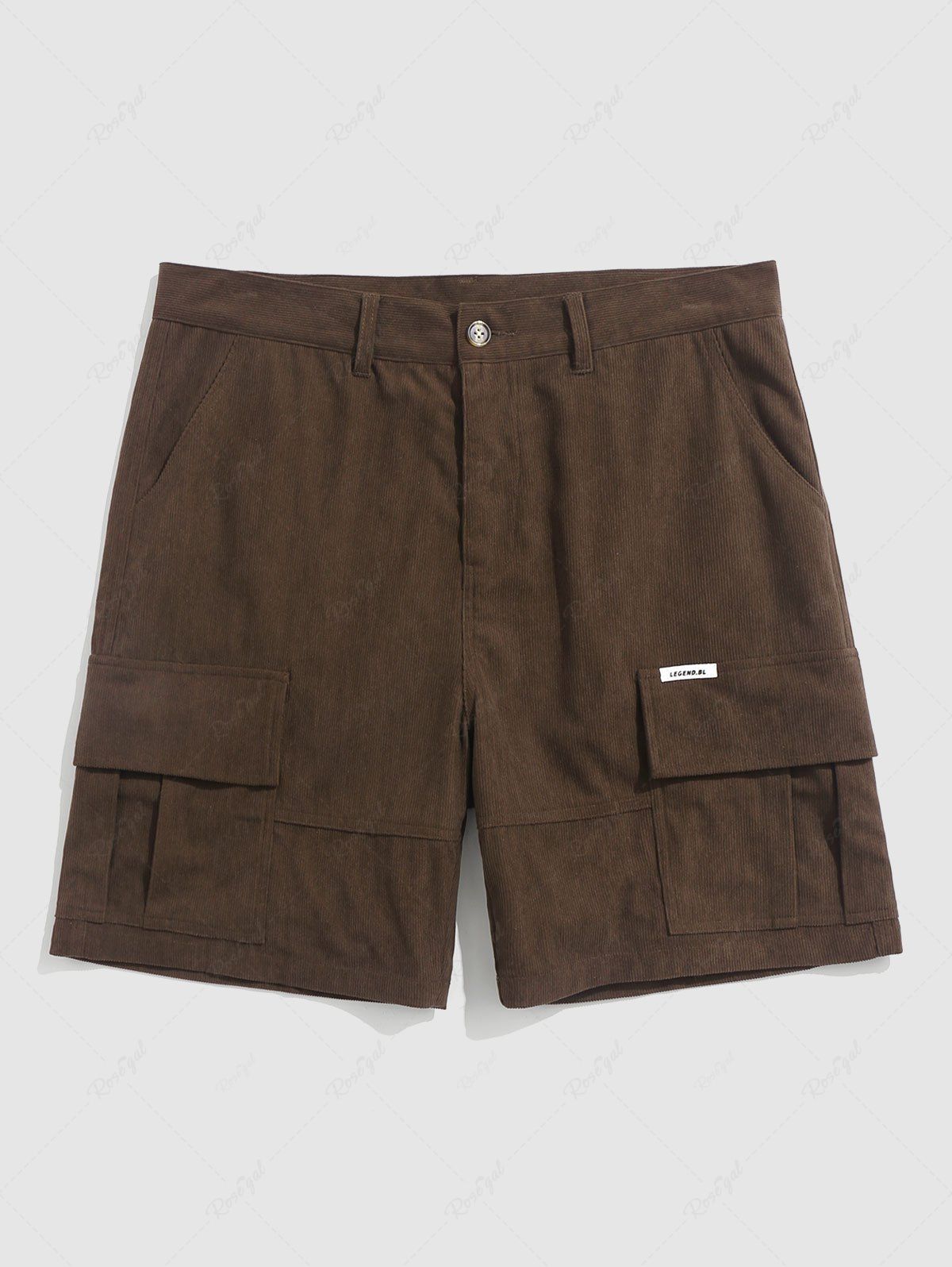 Fashion Corduroy Solid Color Applique Cargo Shorts  