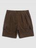Corduroy Solid Color Applique Cargo Shorts -  