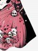 Gothic Floral Skull Print Lace Panel Tank Top -  