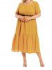 Robe Mi-Longue Ligne A à Demi-Manches à Volants Grande Taille - Jaune 4XL