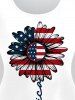 Plus Size Patriotic Sunflower Letters Printed Short Sleeves Tee -  