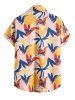 Tropical Leaf Print Short Sleeves Beach Vacation Shirt -  