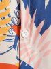 Tropical Leaf Print Short Sleeves Beach Vacation Shirt -  