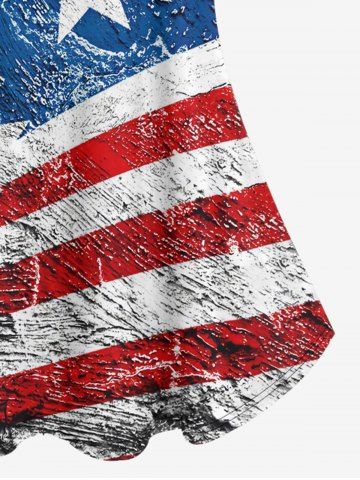 Plus Size Patriotic American Flag Printed Cold Shoulder Tee