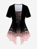 3D Sparkles Light Beam Printed Tee and Leggings Plus Size Matching Set -  