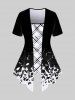 Monochrome Geo Printed 2 in 1 Tee and Capri Leggings Plus Size Summer Outfit -  