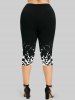 Monochrome Geo Printed 2 in 1 Tee and Capri Leggings Plus Size Summer Outfit -  