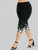 Monochrome Geo Printed 2 in 1 Tee and Capri Leggings Plus Size Summer Outfit -  