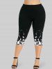 Monochrome Geo Printed 2 in 1 Tee and Capri Leggings Plus Size Summer Outfit -  