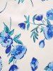 Mini Robe Ligne A Ceinturée à Imprimé Fleur en Dentelle à Taille Empire - Bleu clair S