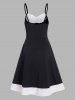 Two Tone High Waist A Line Midi Dress -  