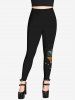 Legging Gothique Papillon Feuille Imprimés - Noir 4X | US 26-28