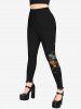 Legging Gothique Papillon Feuille Imprimés - Noir 4X | US 26-28