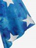 Plus Size & Curve Asymmetric Lace Up Stars Print Tee -  