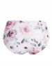 Plus Size Leaf Floral Print Twisted Padded Tummy Control Beach Tankini Swimsuit -  