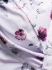 Plus Size Leaf Floral Print Twisted Padded Tummy Control Beach Tankini Swimsuit -  