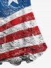 Plus Size Patriotic American Flag Printed Cold Shoulder Tee -  