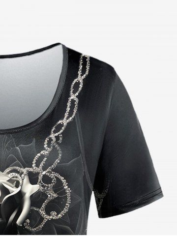 Gothic Chain Rose Print T-shirt