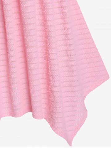 Plus Size Twist Cold Shoulder Handkerchief Textured Tee