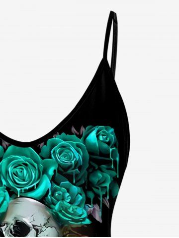 Gothic Rose Skull Print Cami Top (Adjustable Straps)