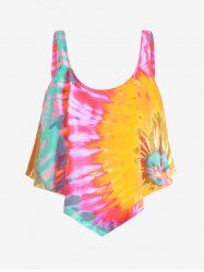 Haut de Maillot de Bain Tankini Asymétrique Teinté Rembourré de Grande Taille - Multi 4X