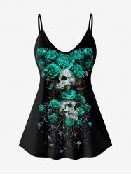 Gothic Rose Skull Print Cami Top (Adjustable Straps) -  