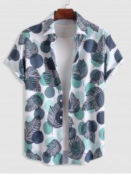 Polka Dots Palm Pattern Short Sleeves Shirt -  