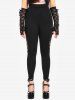 Gothic Lace Panel Frog Button Pull On Skinny Pants -  