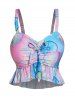 3 Pièces Ensemble de Bikini de Bain Tankini à Imprimé Coquille Etoile de Mer - Rose clair XXL