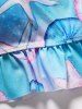 3 Pièces Ensemble de Bikini de Bain Tankini à Imprimé Coquille Etoile de Mer - Rose clair XXL
