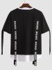 Cotton Short Sleeves MORE MORE Letter Tape Colorblock Tee -  