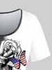 T-shirt Imprimé à Papillon et Rose 3D Grande Taille - Noir 3X | US 22-24