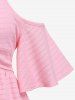 T-shirt Mouchoir Texturé Tordu à Epaule Dénudée de Grande Taille - Rose clair 1X | US 14-16