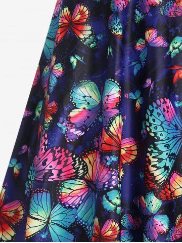 Plus Size Halter Patriotic American Flag Butterfly Print Tankini Top