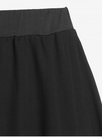 Plus Size Hanky Hem Pull On Mesh Midi Skirt