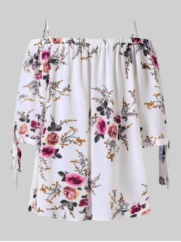 Plus Size Cottagecore Floral Cold Shoulder Blouse
