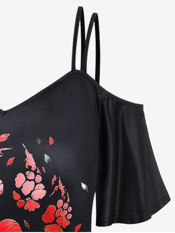 Gothic Cat Paws Print Cold Shoulder T-shirt