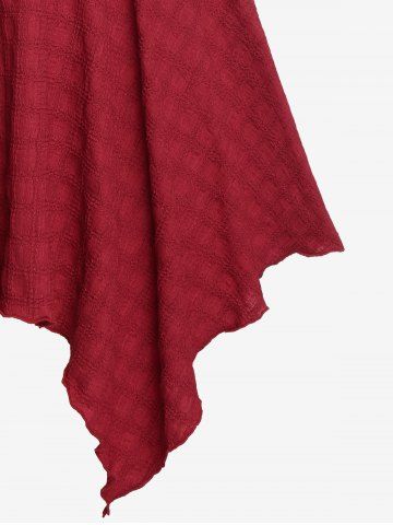 Plus Size Lace Trim Buckle Zipper Backless Handkerchief  Textured Tank Top